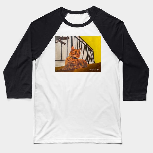 Cat off the rails Baseball T-Shirt by gjspring